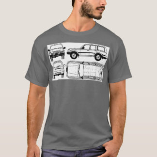 FJ80 Dimensionsskiss för marktrålare T Shirt