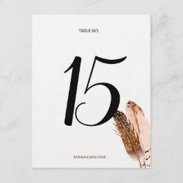 Fjäder Akvafärg Bord Nummerkort Inbjudningar