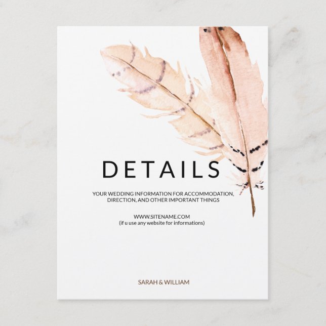 Fjäder Akvarell Informationskort Tilläggskort (Framsida)