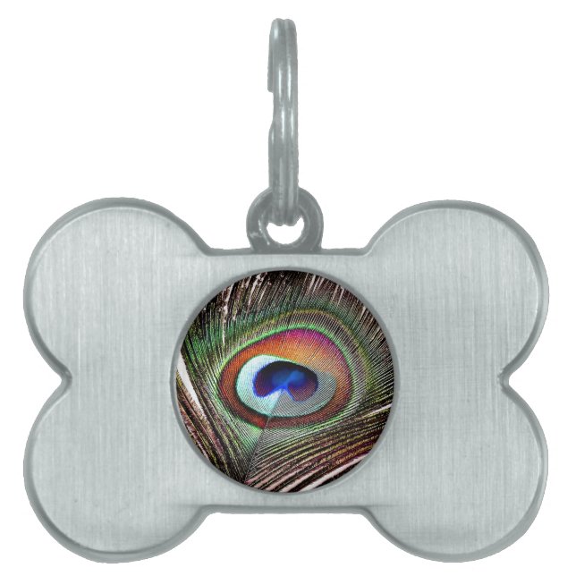 Fjäder av färgad kopparpeacock ID-bricka husdjur (Framsidan)