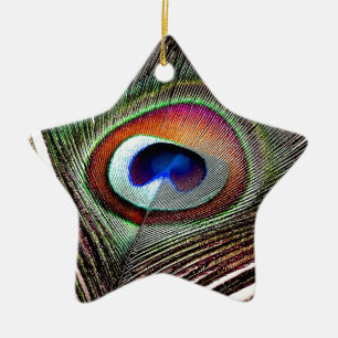 Fjäder av färgad kopparpeacock julgransprydnad keramik