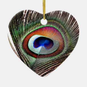 Fjäder av färgad kopparpeacock julgransprydnad keramik