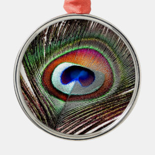 Fjäder av färgad kopparpeacock julgransprydnad metall