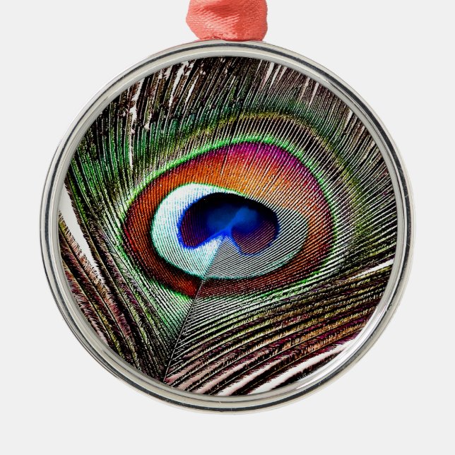 Fjäder av färgad kopparpeacock julgransprydnad metall (Framsidan)