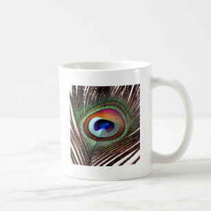 Fjäder av färgad kopparpeacock kaffemugg