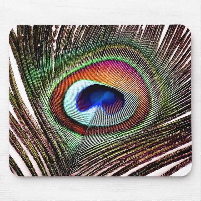 Fjäder av färgad kopparpeacock musmatta (Framsidan)