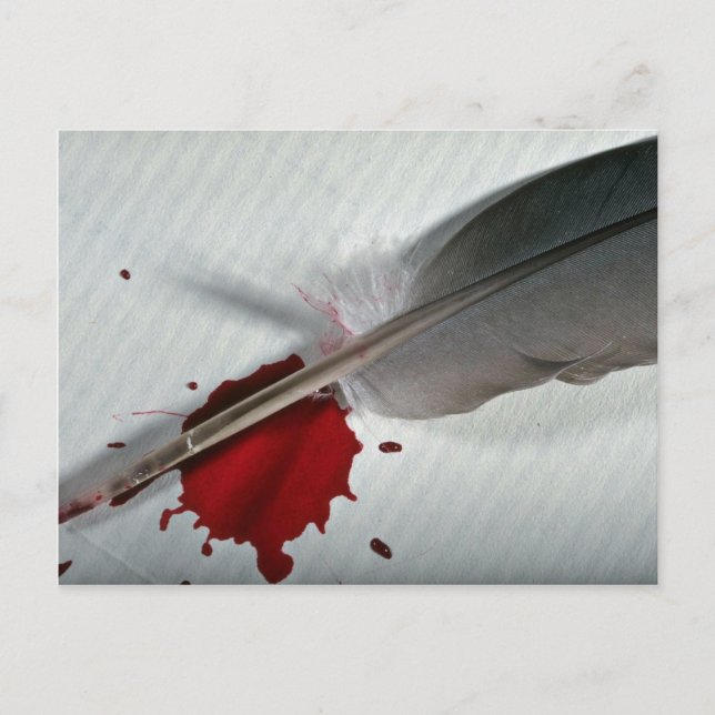 Fjäder, bläck vykort (Framsida)