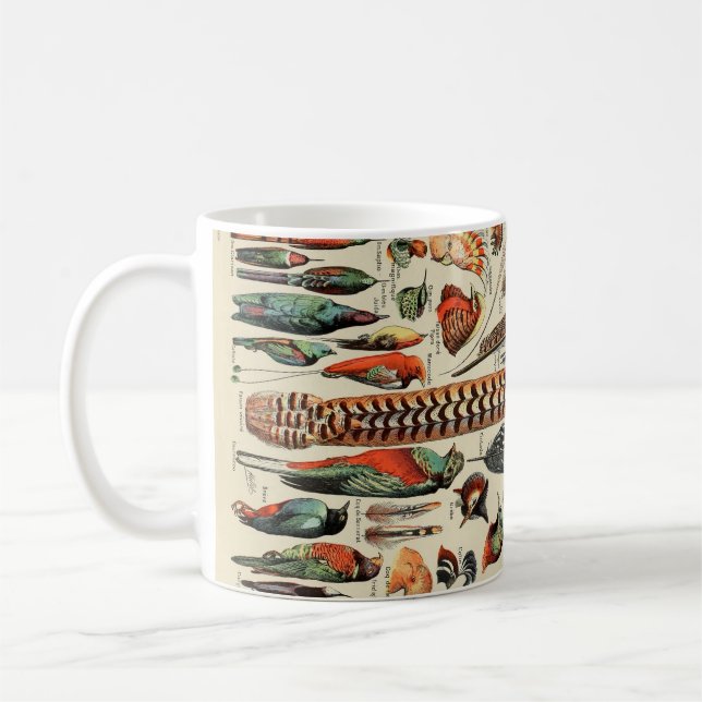 Fjäder Fågel Vilda Djur Antika Fjädrar Kaffemugg (Vänster)