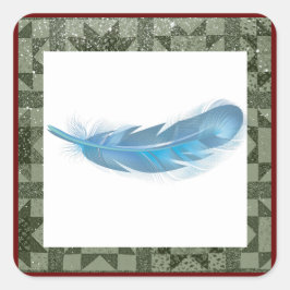 Fjäder, kilt mönster fyrkantigt klistermärke