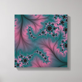 Fjäder över Snöre Turquise och Rosa Canvas