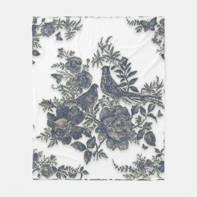 Fjäderämnen i blommor fleecefilt (Framsidan)