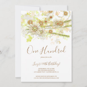 Fjäderblomma och ynglor, dekorativ 100-årsdag inbjudningar