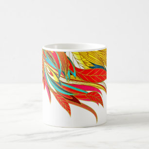 Fjäderfä abstrakt orange guld teal kaffemugg