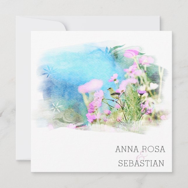 *~* Fjäderfä AR12 PHOTO OSA + QR Bröllop Inbjudningar (Framsida)