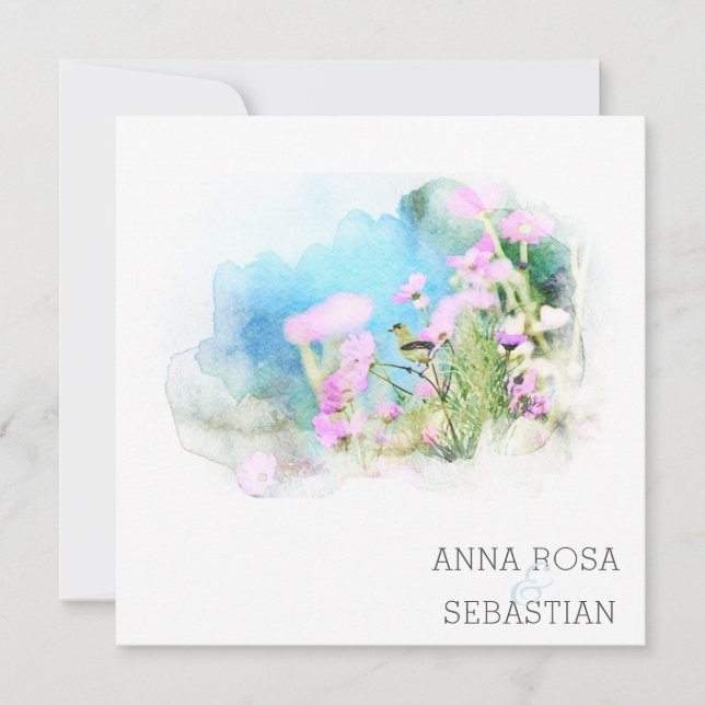 *~* Fjäderfä AR12 QR PHOTO OSA Bröllop Inbjudningar (Framsida)