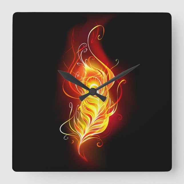 Fjäderfä av brandboskap fyrkantig klocka (Framsida)