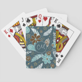 Fjäderfä av tealturkos (Fjäderfä) boho mönster Casinokort