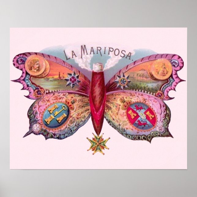 Fjäderfä Cigar Antique Painting Poster (Framsidan)