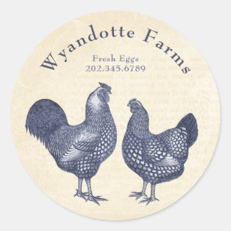 Fjäderfä Farm Wyandotte Chickens Fresh Eggs Runt Klistermärke