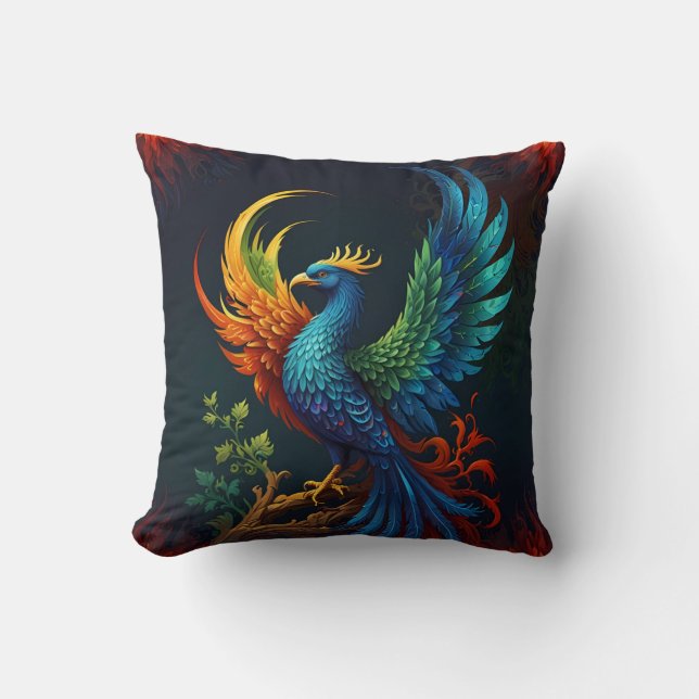 Fjäderfä Fenix Bird Mönster Kudde (Framsida)