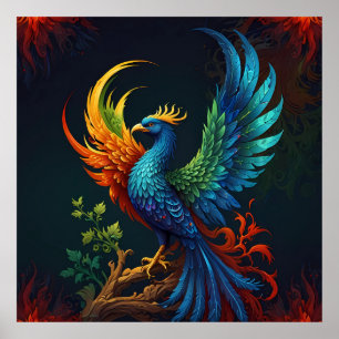 Fjäderfä Fenix Bird Mönster Poster