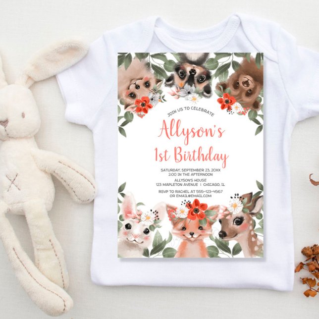 Fjäderfä, flickor 1:a födelsedag party inbjudningar (Skapare uppladdad)