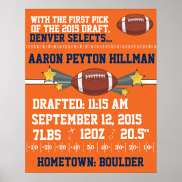 Fjäderfä för fotboll - Orange och blå Poster