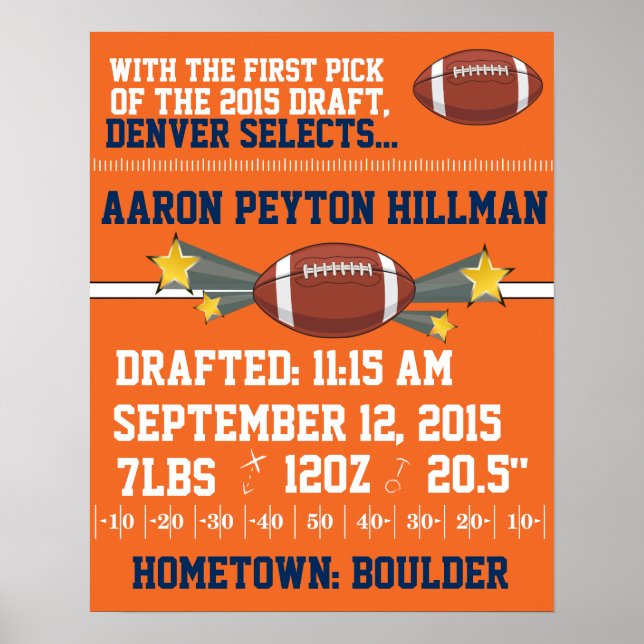 Fjäderfä för fotboll - Orange och blå Poster (Framsidan)