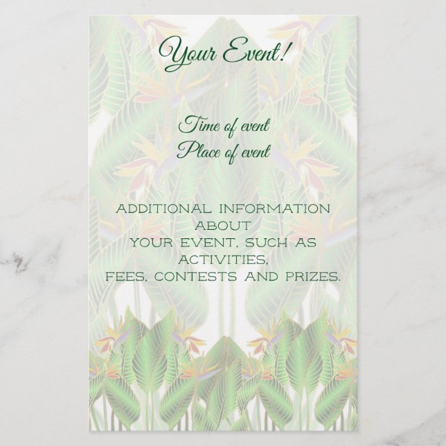 Fjäderfä från Paradise Flower Flygblad (Framsidan)