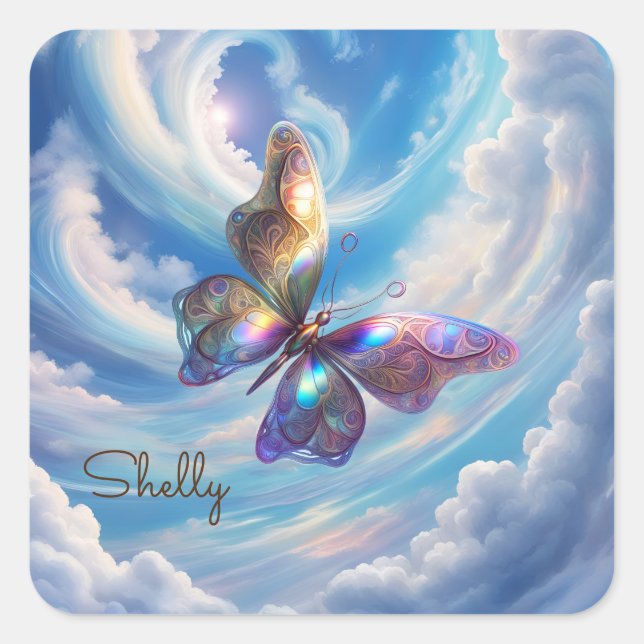 Fjäderfä i molnen fyrkantigt klistermärke (Framsida)