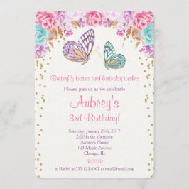 Fjäderfä, inbjudan till rosa lila guld