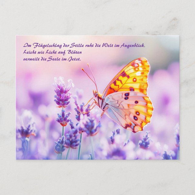 Fjäderfä på lavender i solljus helg vykort (Framsida)