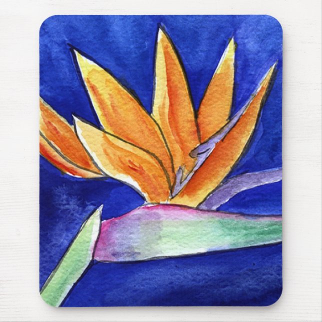 Fjäderfä Paradise Flower Artwork Painting Mousepad Musmatta (Framsidan)