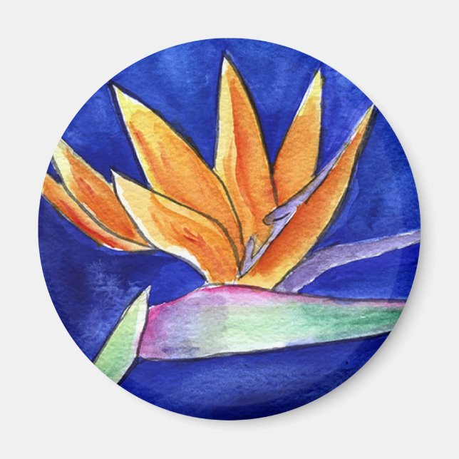 Fjäderfä Paradise Flower Painting Art Magnet (Framsidan)