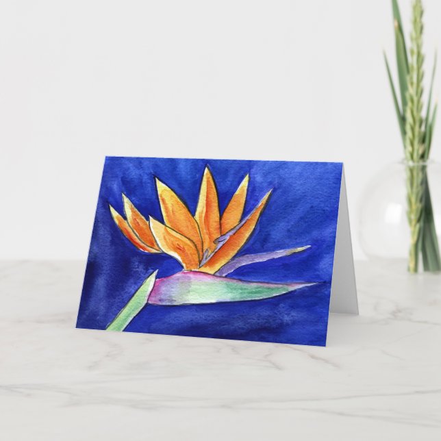 Fjäderfä Paradise Flower Painting Greeting Card Kort (Framsida)