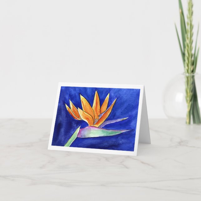 Fjäderfä Paradise Flower Painting Note Cards Kort (Framsida)
