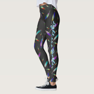 Fjäderfä rosa blått gult av mul- och färgad leggings