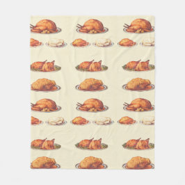 Fjäderfä: Rostblommor, roastgäss, rostat Turkiet Fleecefilt