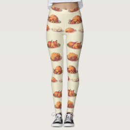 Fjäderfä: Rostblommor, roastgäss, rostat Turkiet Leggings