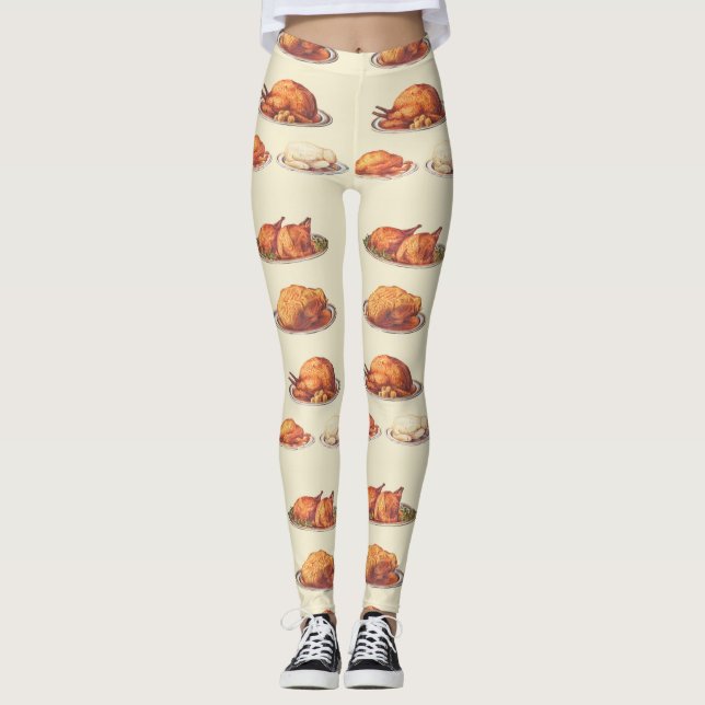Fjäderfä: Rostblommor, roastgäss, rostat Turkiet Leggings (Framsida)
