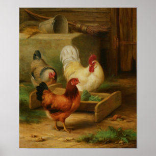 Fjäderfä som Matar i en Barn Poster