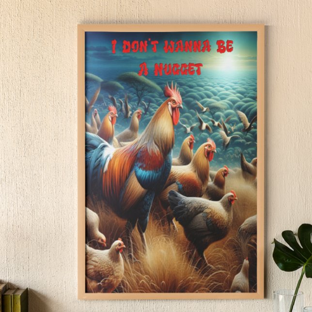 Fjäderfä Spelning: Chickens Roaming i Meadow Poster (Skapare uppladdad)