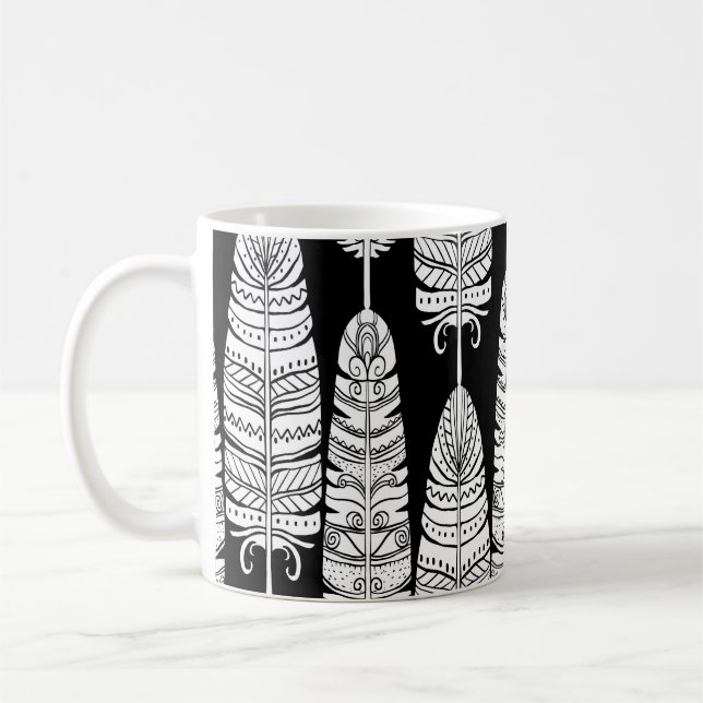 Fjäderfä: svart och vit mönster kaffemugg (Vänster)