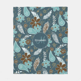 Fjäderfä, tealturkos brun boho fleecefilt