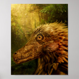 Fjäderfä Velociraptor Dinosaur Poster