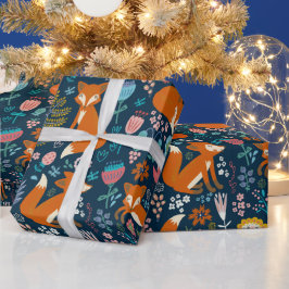 Fjäderfäblommor och fåglar Mönster 2 Presentpapper