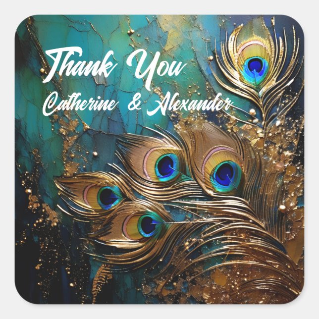 Fjäderfäfjädrar, elegant fyrkantigt klistermärke (Framsida)