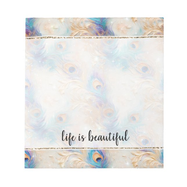 Fjäderfäfjädrar från Aqua White Guld Anteckningsblock (Framsida)