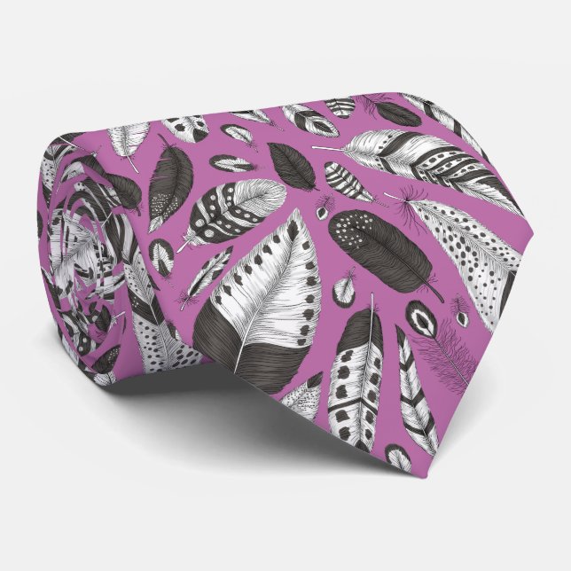 Fjäderfähalsen i mönster slips (Rullad)