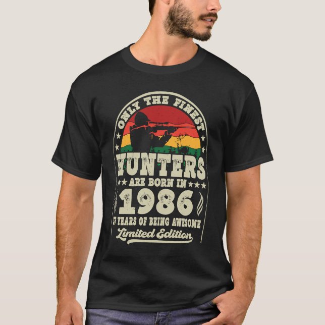 Fjäderfäjägare föds 1986 Hjort Jakt 37:e T Shirt (Framsida)